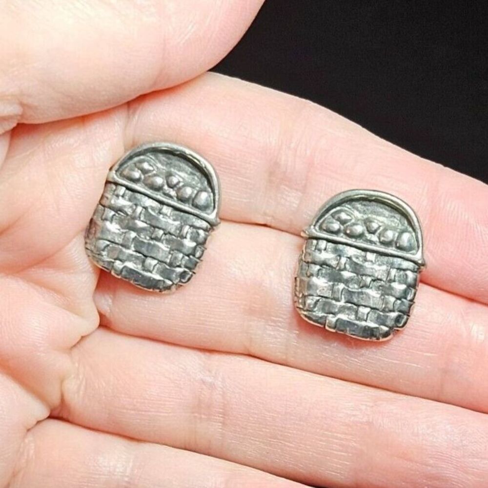 MVB pewter basket earrings